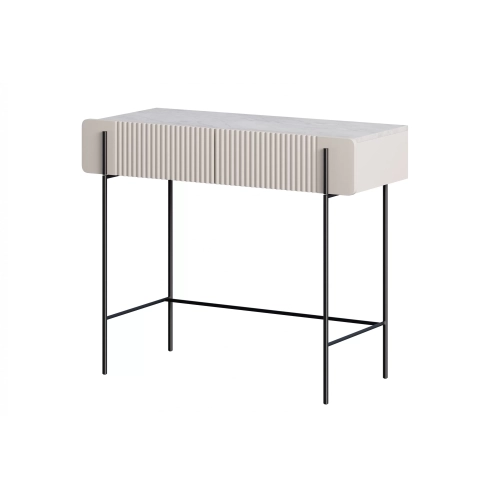 Toaletka Malmi 100 cm z szufladami - kaszmir / crema bianca / czarne nóżki